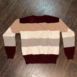 Striped Sweater - Burgundy, Tan, Cream